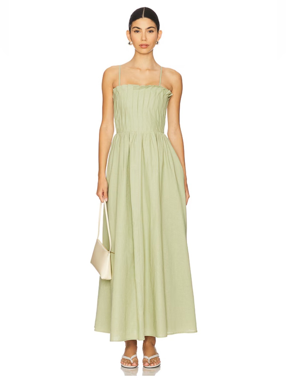 SNDYS Hilda Light Green Maxi Dress Size M